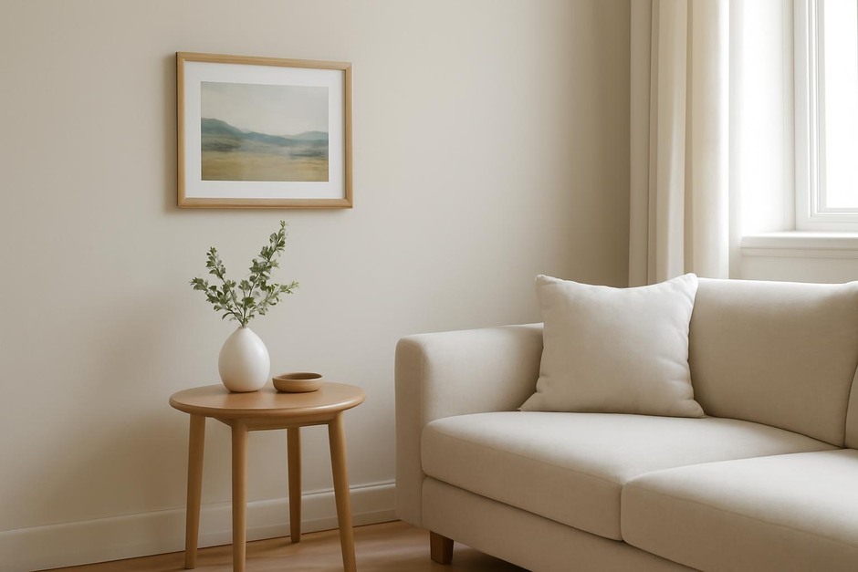 Neat living room corner with minimal objects